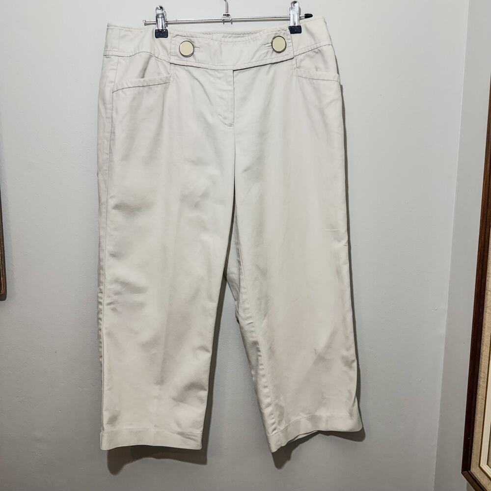 Ann Taylor Lindsay Crop Trousers Cream Off White Sailor Button Utility Size 6